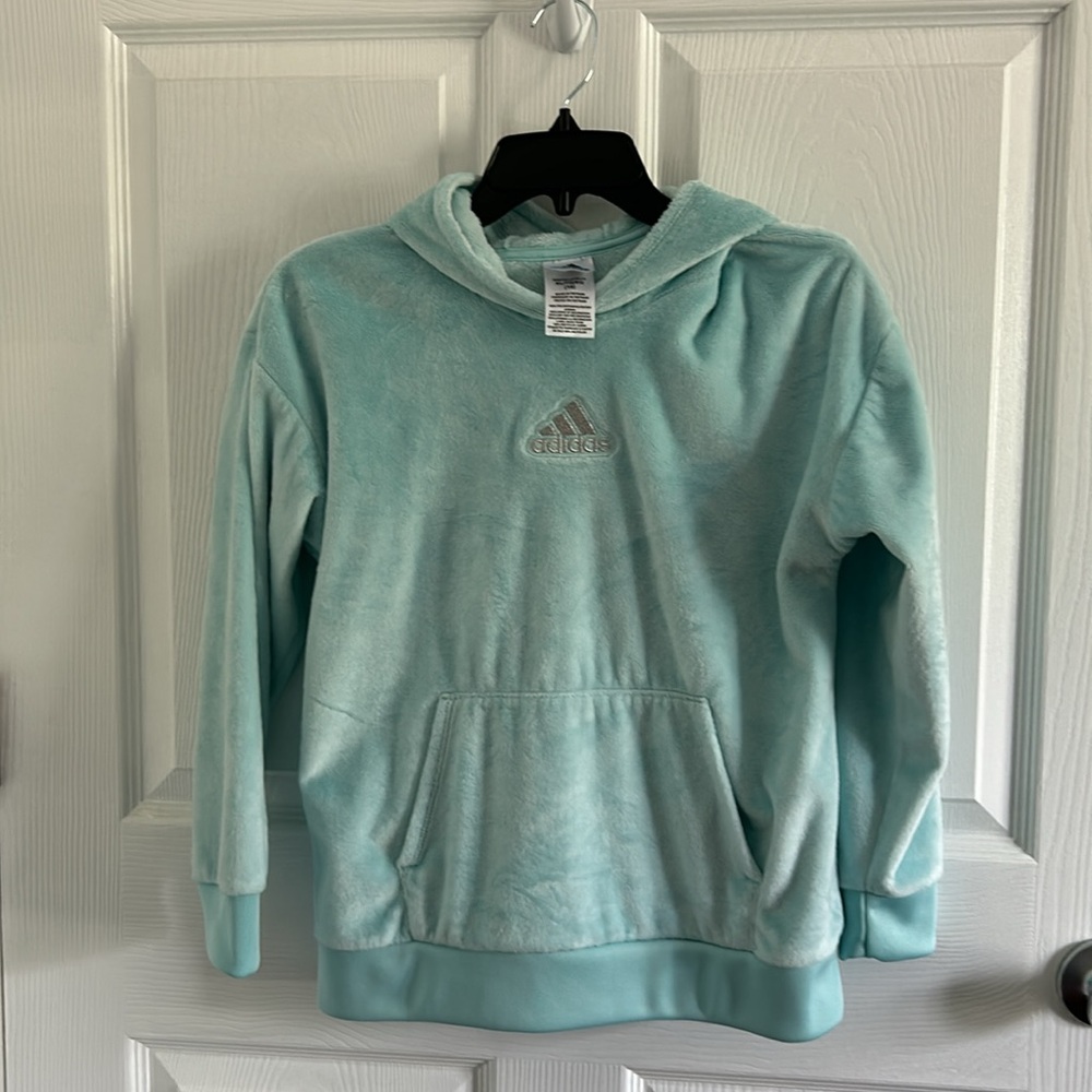 Cozy Big Girl Youth Adidas Fuzzy Faux Fur L/S Pullover Hoodie (Sz 16)